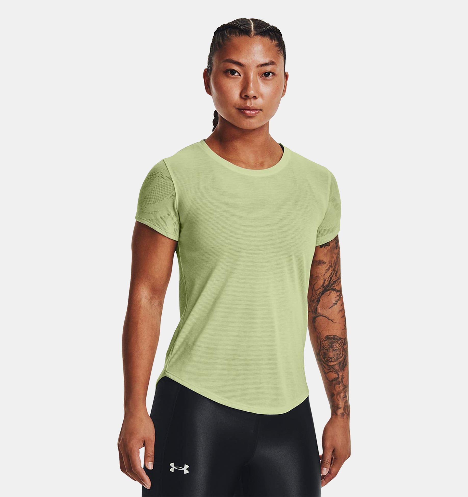 UA Streaker Jacquard Tee-GRN,XS