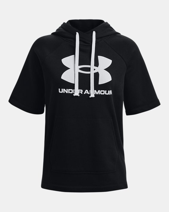 Hoodie manga corta UA Rival Fleece para mujer image number 4
