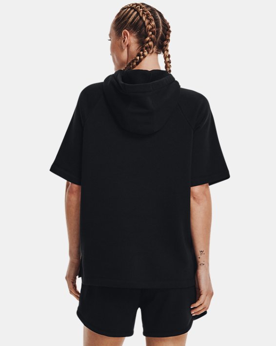 Hoodie manga corta UA Rival Fleece para mujer image number 1