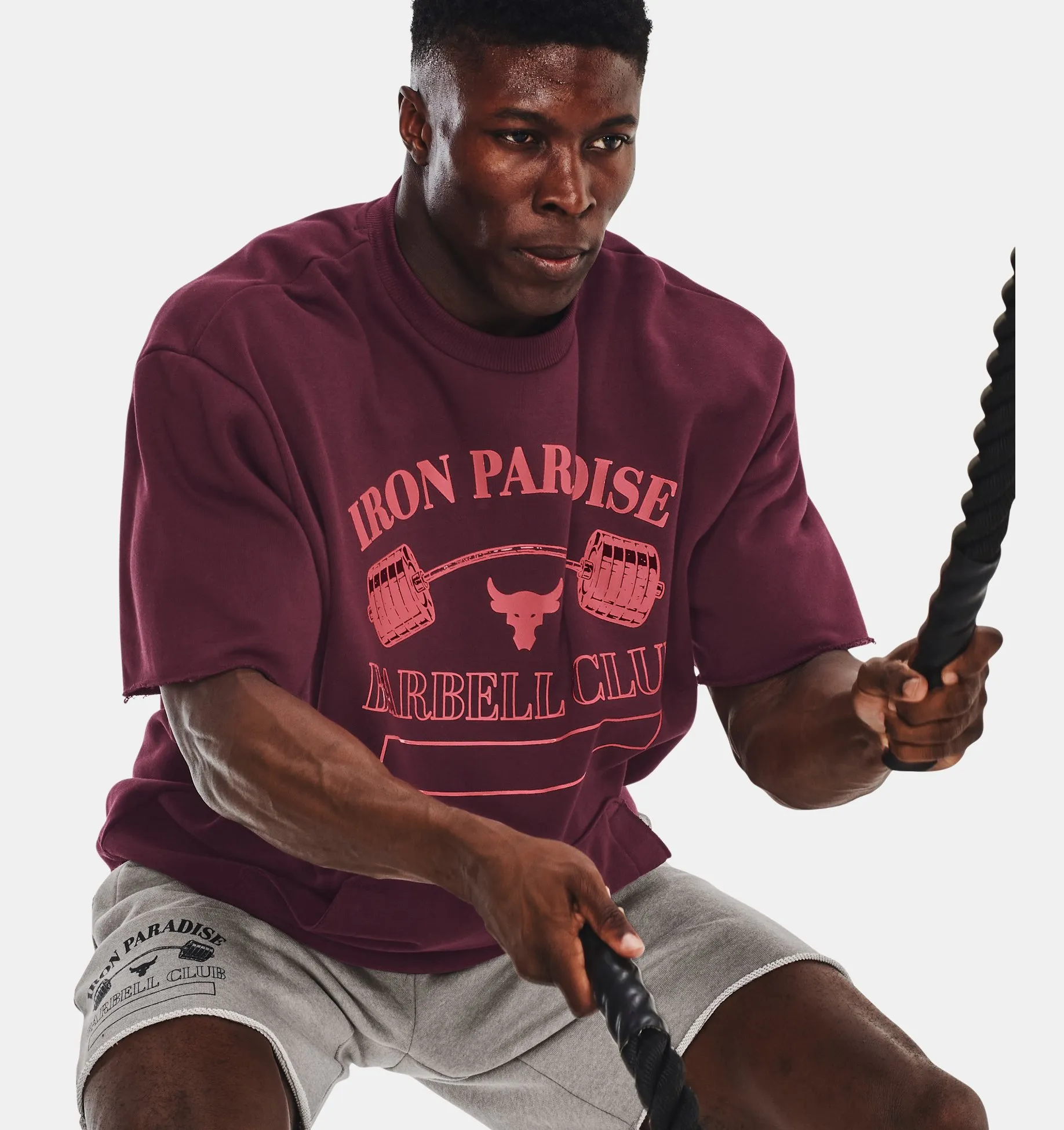 Buzo manga corta Project Rock Iron Paradise Heavyweight Terry Crew para Hombre image number 0