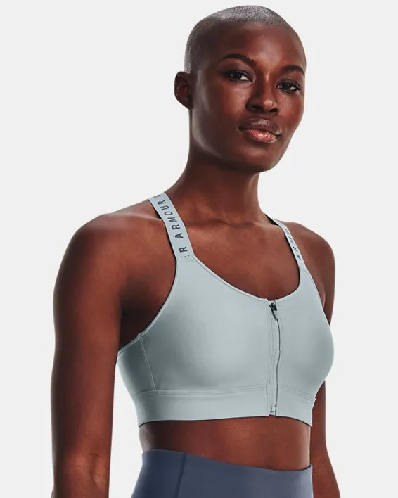 UA Infinity High Bra Zip-BLU image number 0