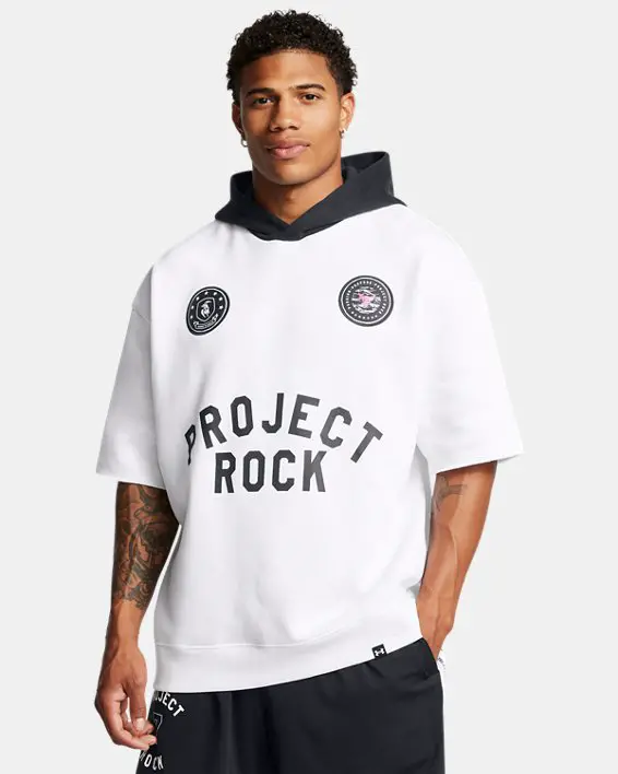 Buzo manga corta con capucha de Entrenamiento Project Rock Icon Fleece Badge Of Honor para Hombre image number 0