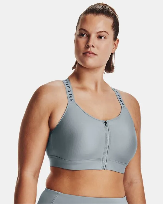 UA Infinity High Bra Zip-BLU image number 4