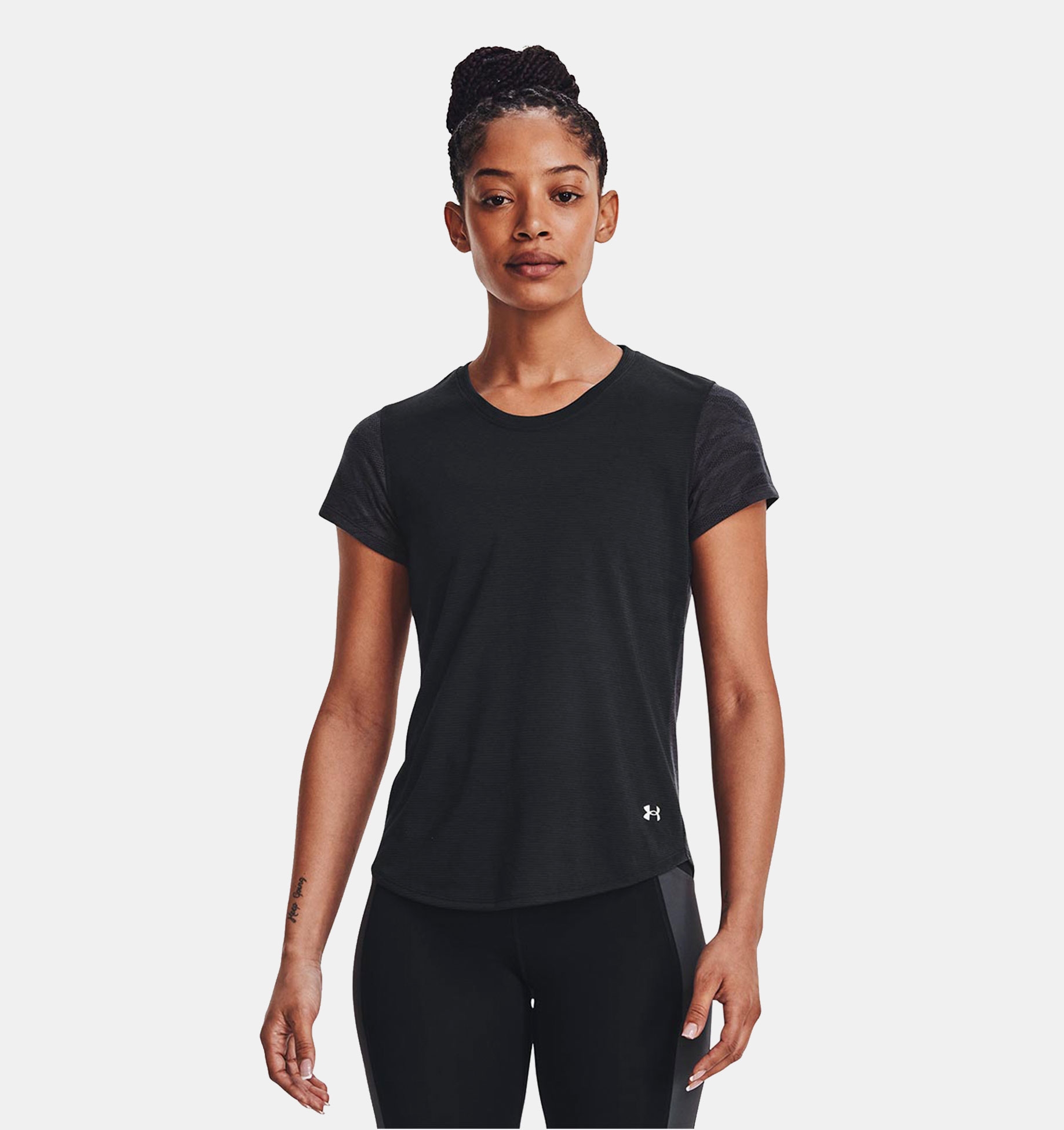 UA Streaker Jacquard Tee-BLK,XS