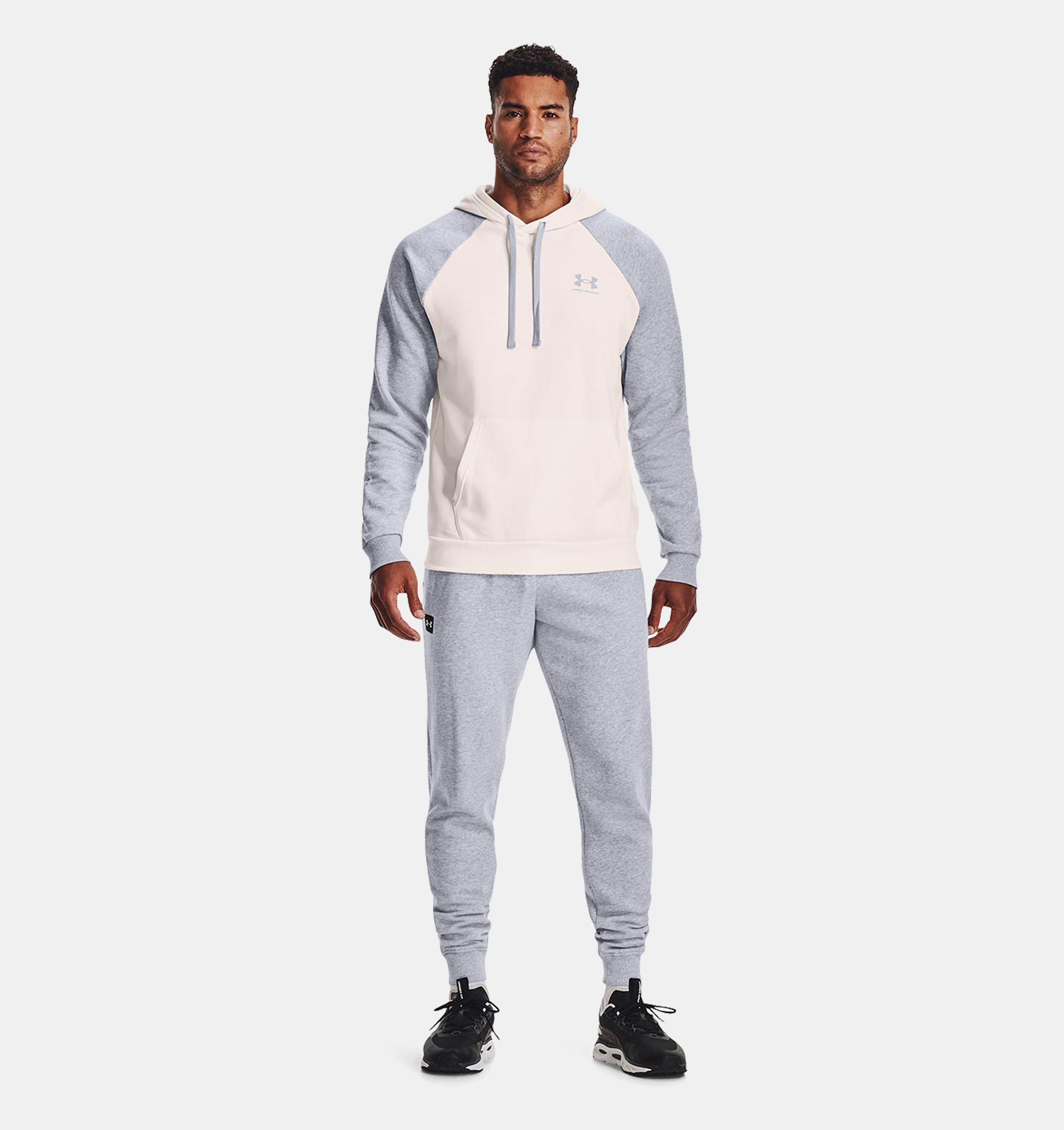 Buzo con capucha UA Rival Fleece Colorblock Hoodie para hombre image number 3