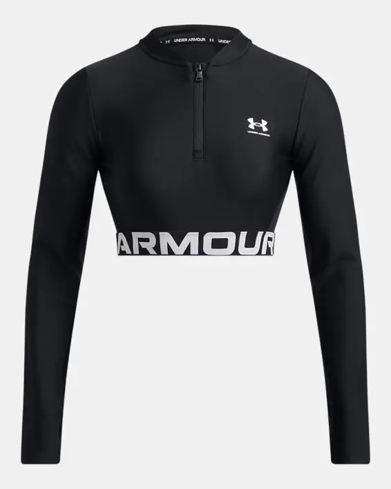 Top manga larga de Entrenamiento HeatGear® Rib ¼-Zip para Mujer image number 2