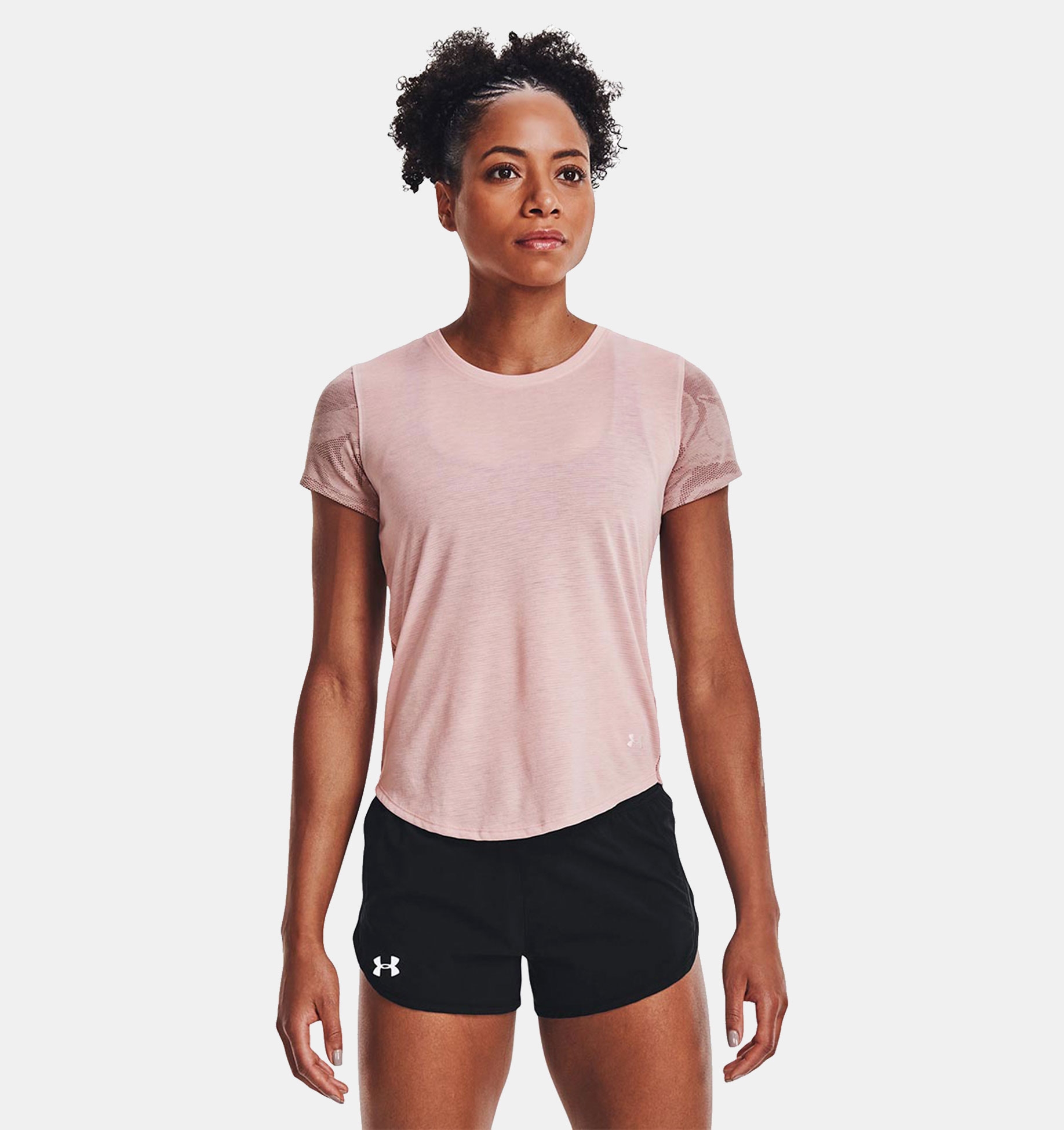 UA Streaker Jacquard Tee-PNK,XS