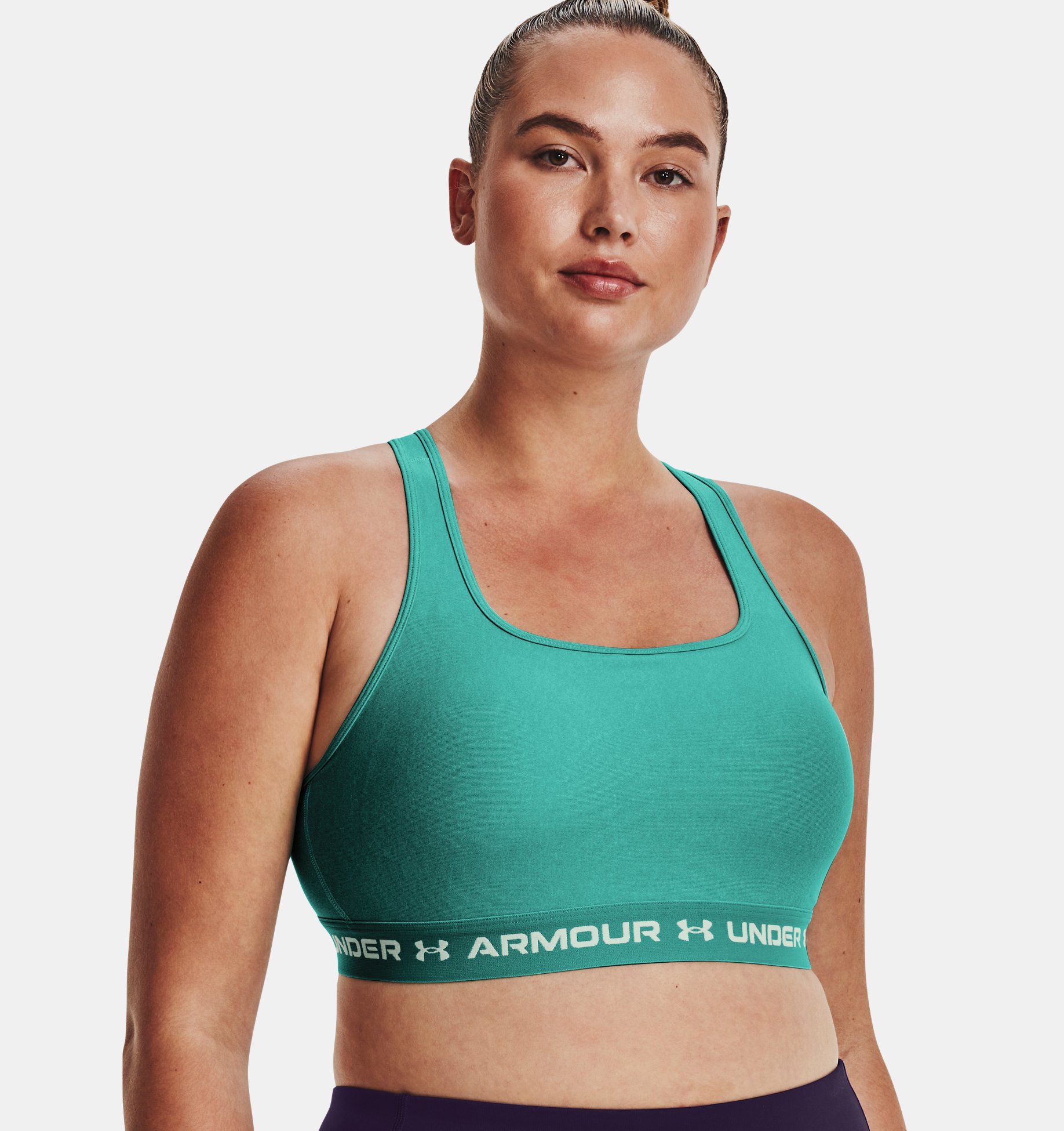Bra UA Armour Mid Crossback Heather para mujer image number 4