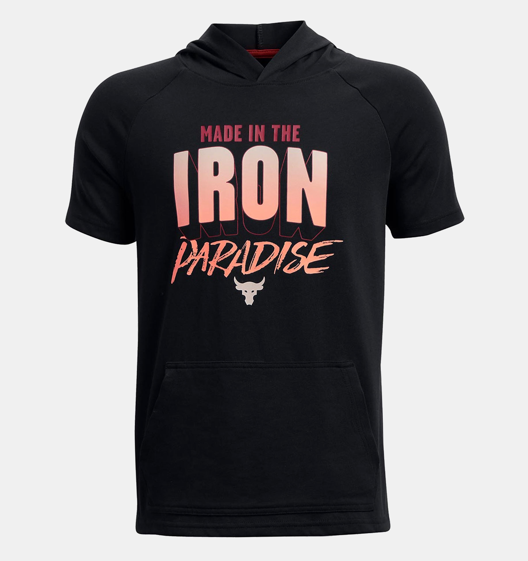 Remera con capucha UA Project Rock HC SS para niños