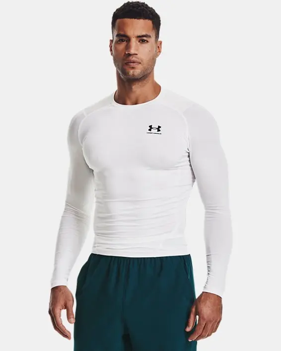 UA HG Armour Comp LS-WHT,LG image number 0