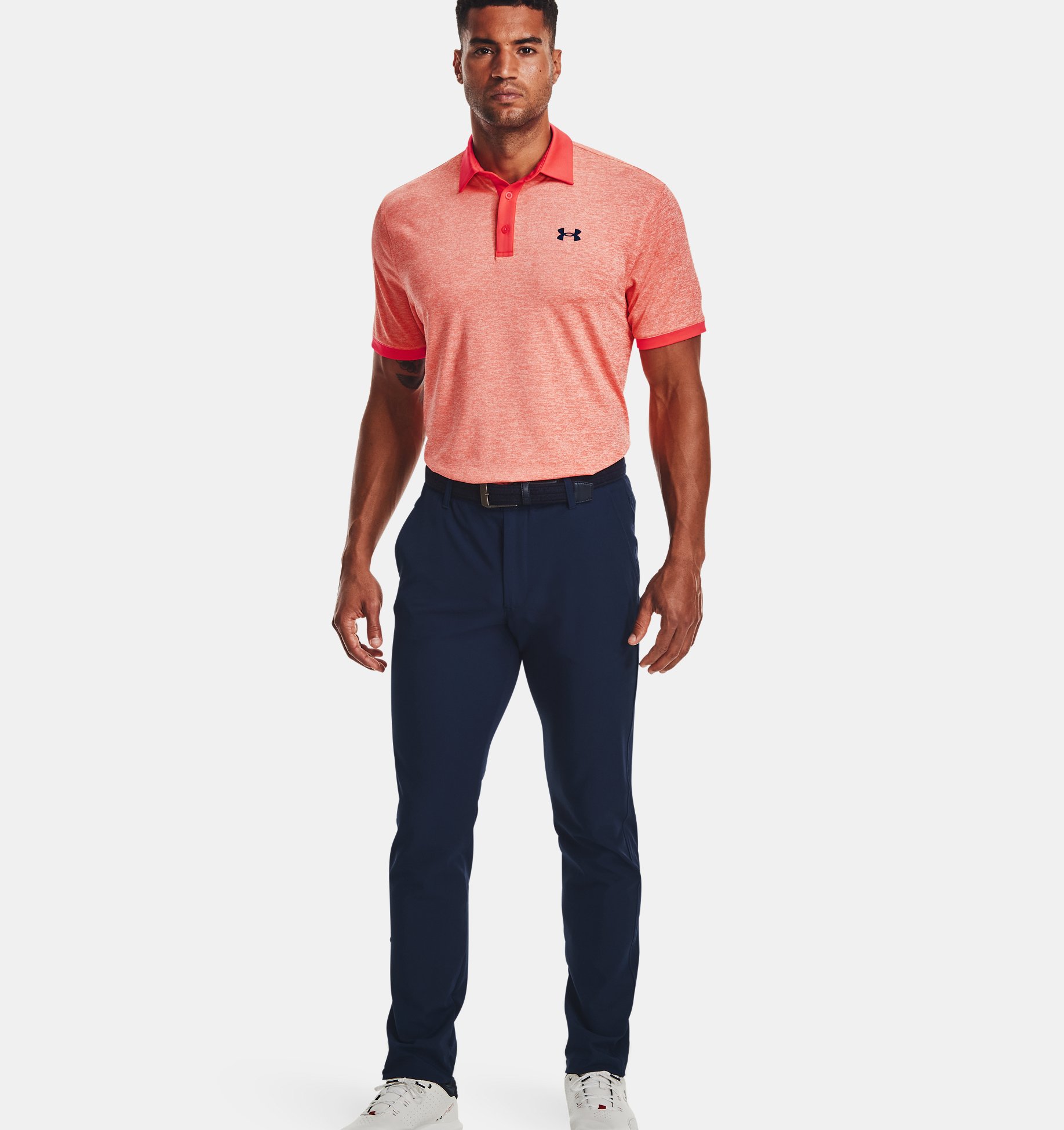 UA Playoff Polo 2.0 Heather-RED image number 2