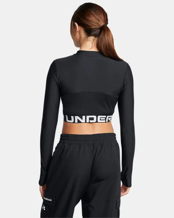 Top manga larga de Entrenamiento HeatGear® Rib ¼-Zip para Mujer image number 1