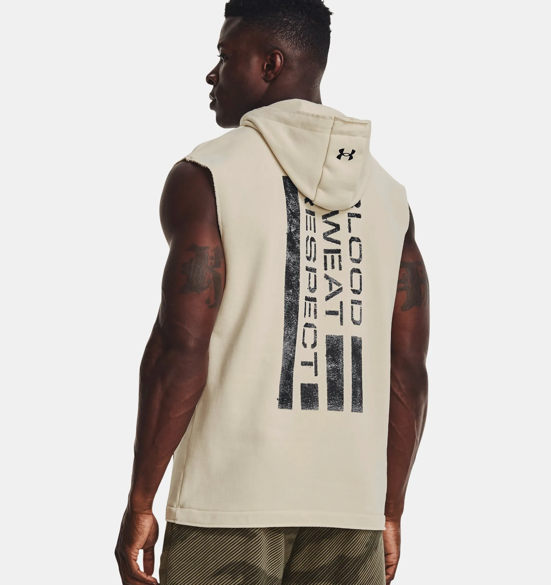 Remera con capucha sin mangas de tejido Terry grueso Project Rock para hombre image number 1