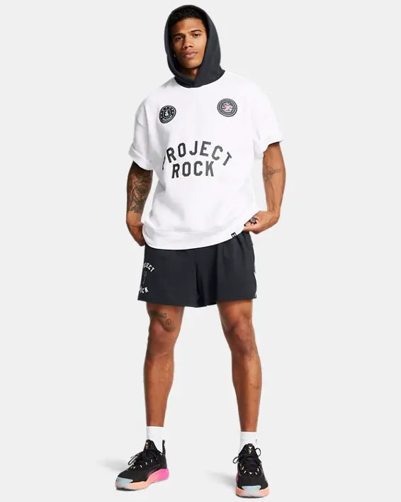 Buzo manga corta con capucha de Entrenamiento Project Rock Icon Fleece Badge Of Honor para Hombre image number 2