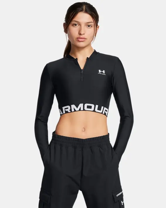 Top manga larga de Entrenamiento HeatGear® Rib ¼-Zip para Mujer
