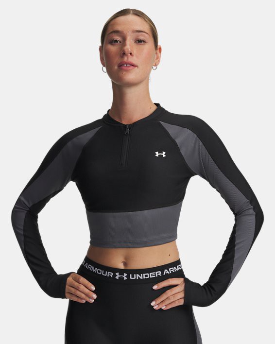 Top de Entrenamiento HeatGear® Rib manga larga ¼ Zip para Mujer Top de Entrenamiento HeatGear® Rib manga larga ¼ Zip para Mujer
