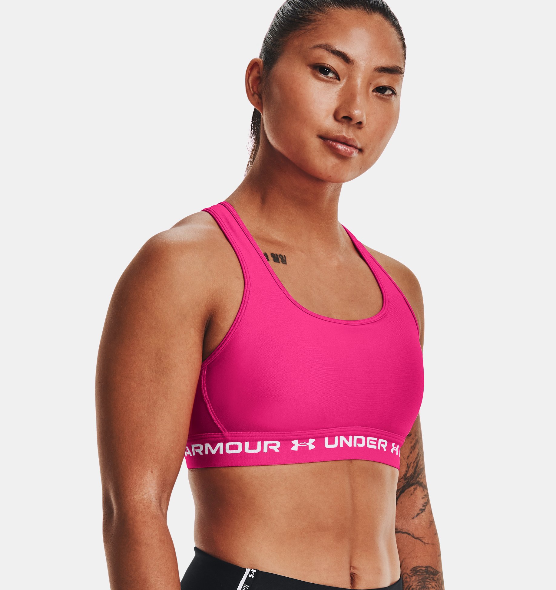 UA Crossback Mid Bra-PNK,XS