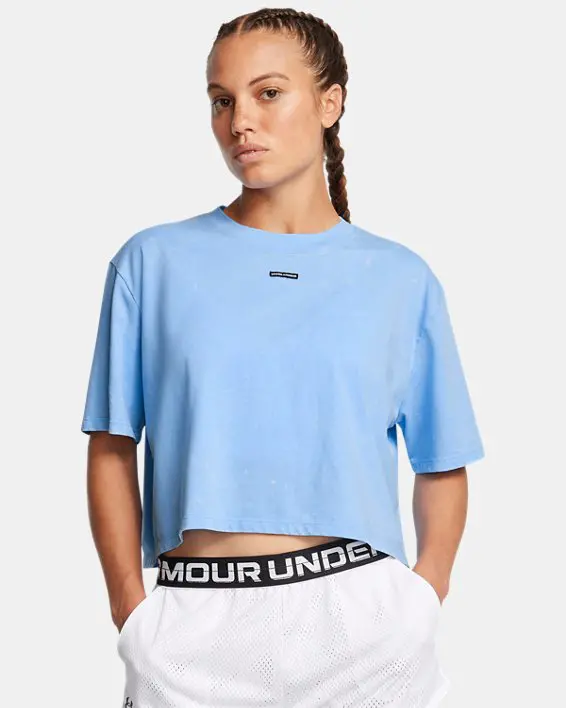UA W WASH LOGO  Boxy Crop SS