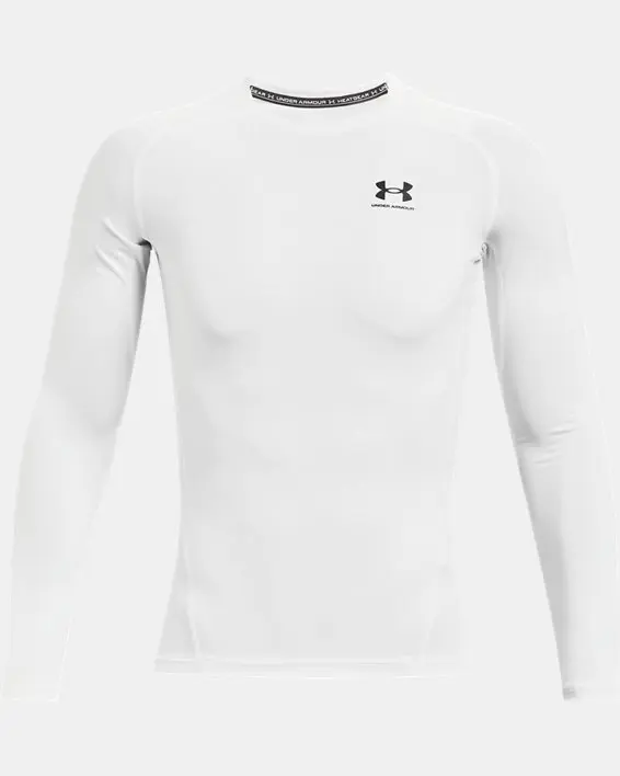 UA HG Armour Comp LS-WHT,LG image number 4
