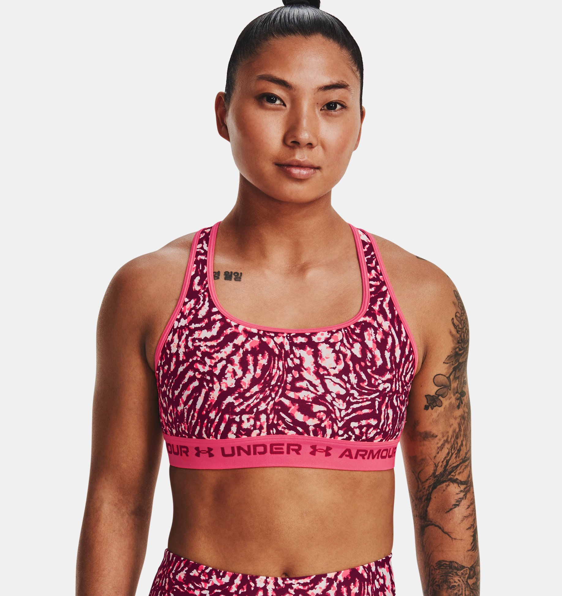 Bra deportivo Armour® Mid Crossback Printed para mujer