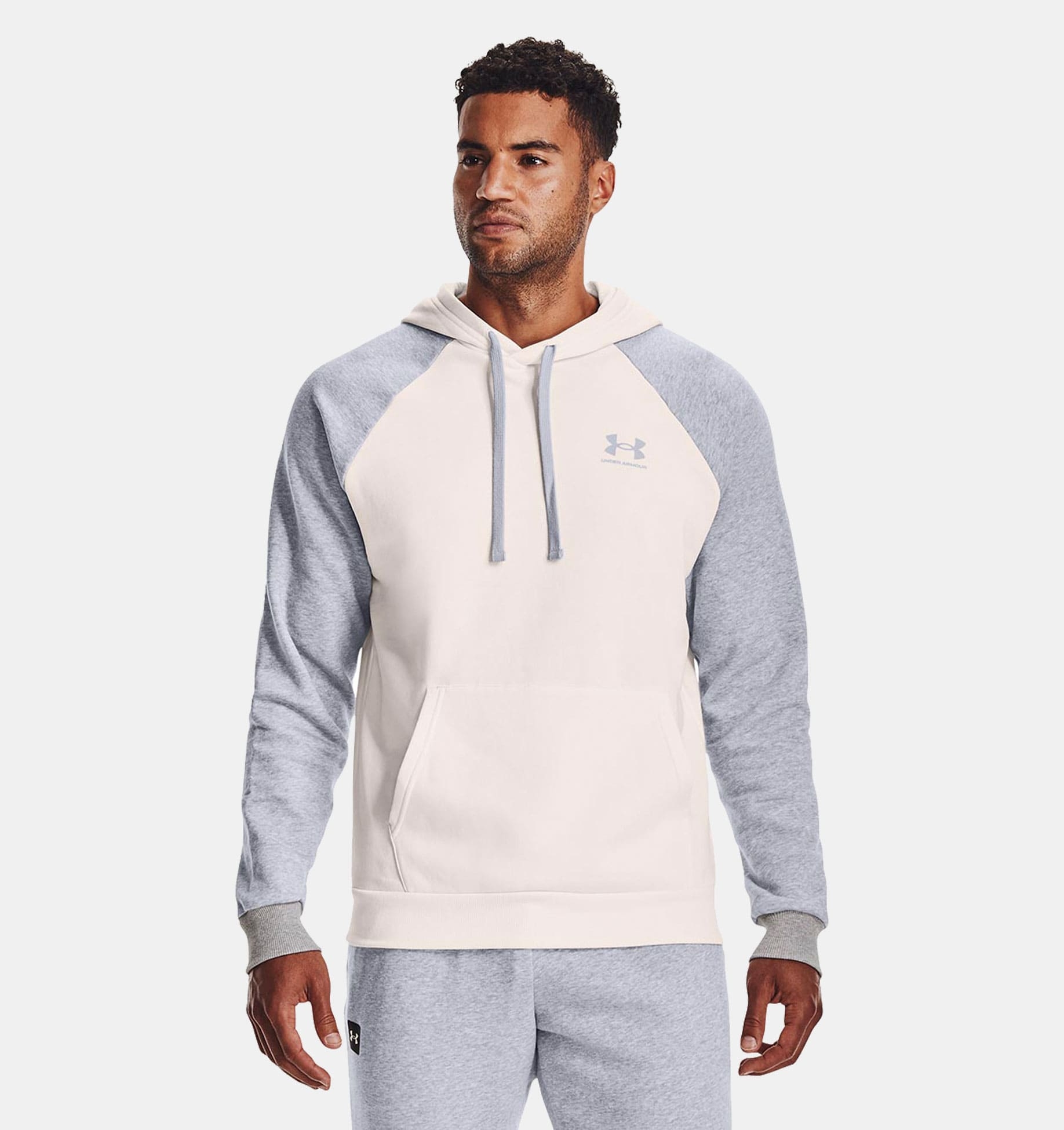 UA RIVAL FLC COLORBLOCK HD-WHT