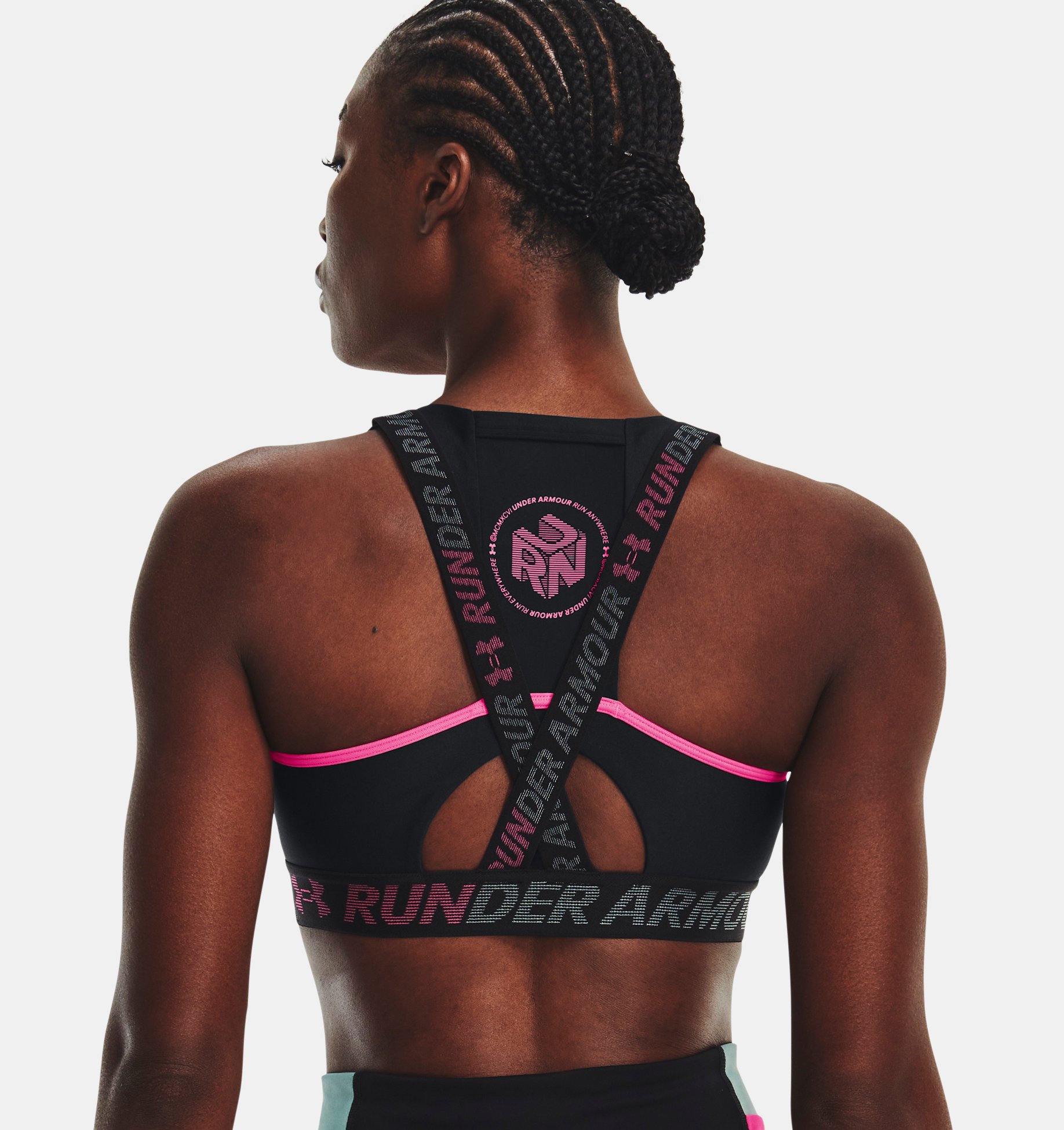 Bra de espalda deportiva UA Mid Crossback Pocket Run Sports image number 1