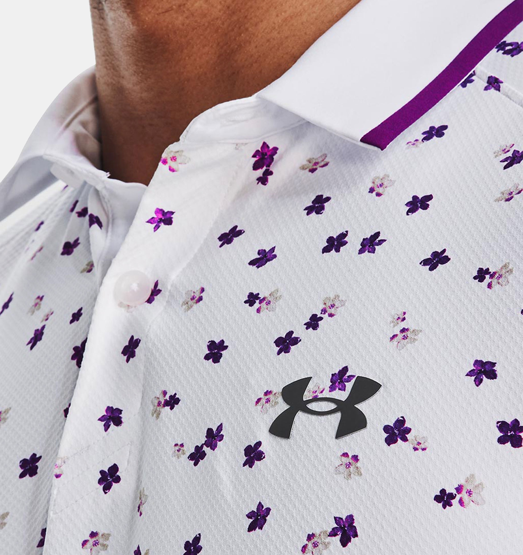 UA Iso-Chill Floral Polo-WHT,SM image number 2