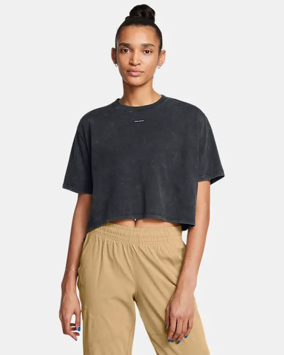 UA W WASH LOGO  Boxy Crop SS