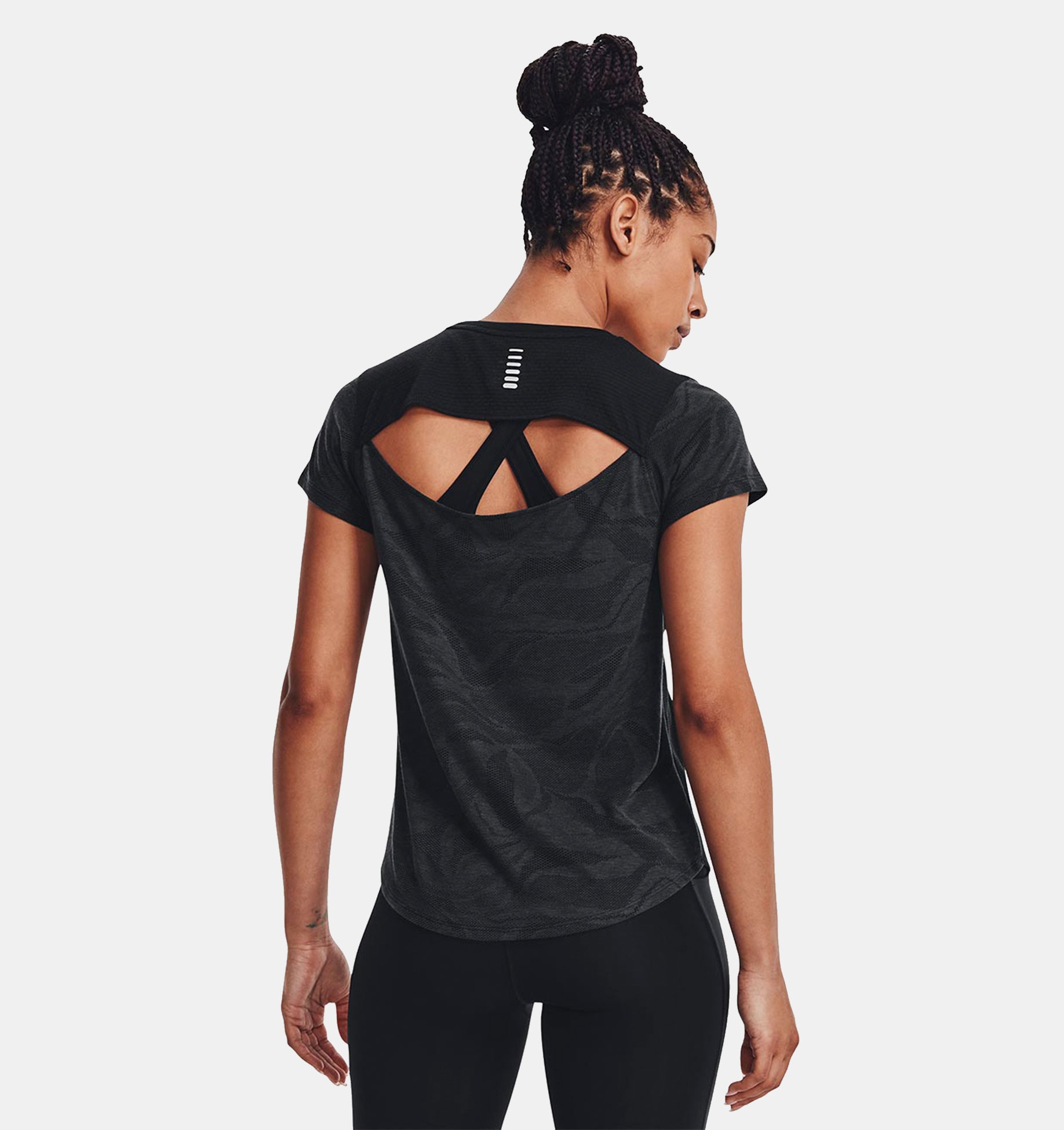UA Streaker Jacquard Tee-BLK,XS image number 1